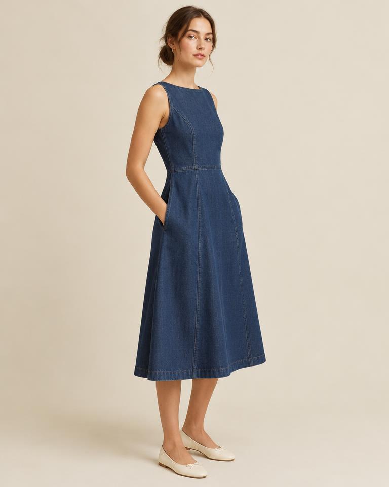 Sarah denim dress — detail